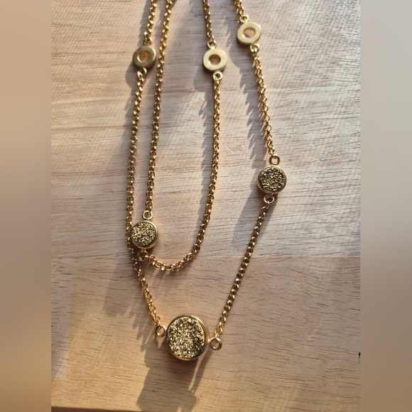 Vintage Christian Dior Druzy  Gold Plated  Station Statement Necklace - Picture 9 of 11